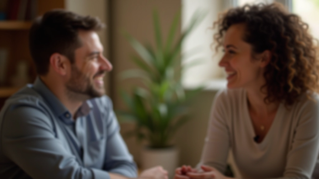 Grupo diverso de pessoas em círculo, conversando com expressões positivas e atentas, num ambiente acolhedor que transmite segurança e conexão